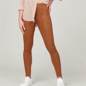 SPANX Women's Rich Caramel Faux Suede Leggings Size Medium